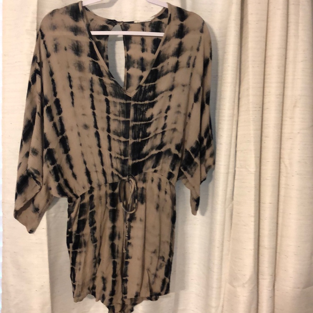 Tan/black tie dye romper
